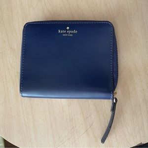 Kate Spade Deep Blue Zipper Compact Wallet